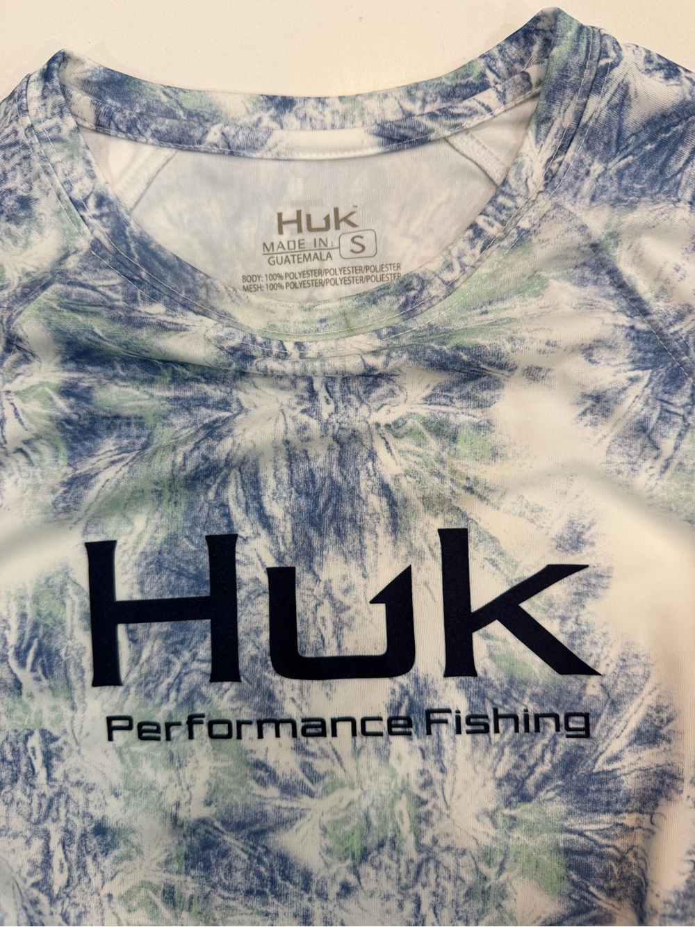 Huk Tie-Dye Performance Long Sleeve Shirt - Blue & Light Green - Picture 4 of 4